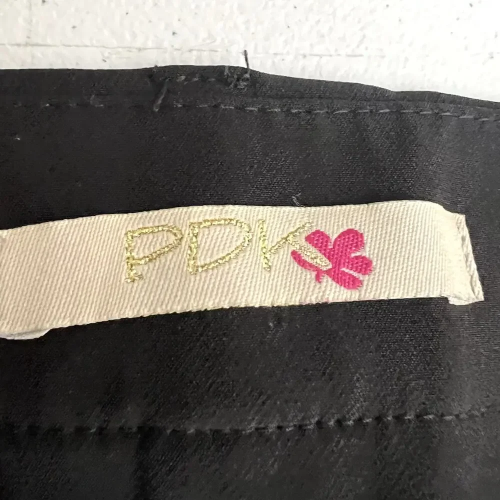 PDK Pants Womens Size W34 Black Pockets Belted Loops Low-Rise Wide-Leg Business